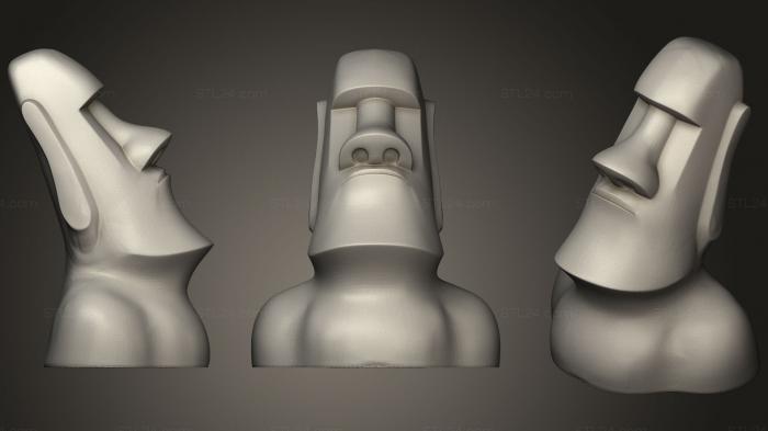 Бюсты и головы античные и исторические (Ремикс Moai Piggy Bank, BUSTA_0681) 3D модель для ЧПУ станка